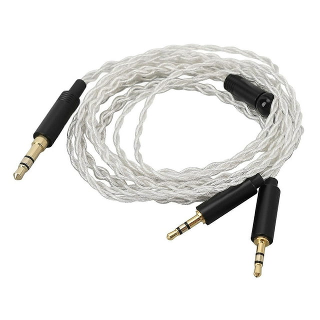 Silver Plated Copper Earphone Replacement Cable 3.5mm to Dual 2.5mm Plug o Cable for HE400S HE‑400I Headphones 1.2m
