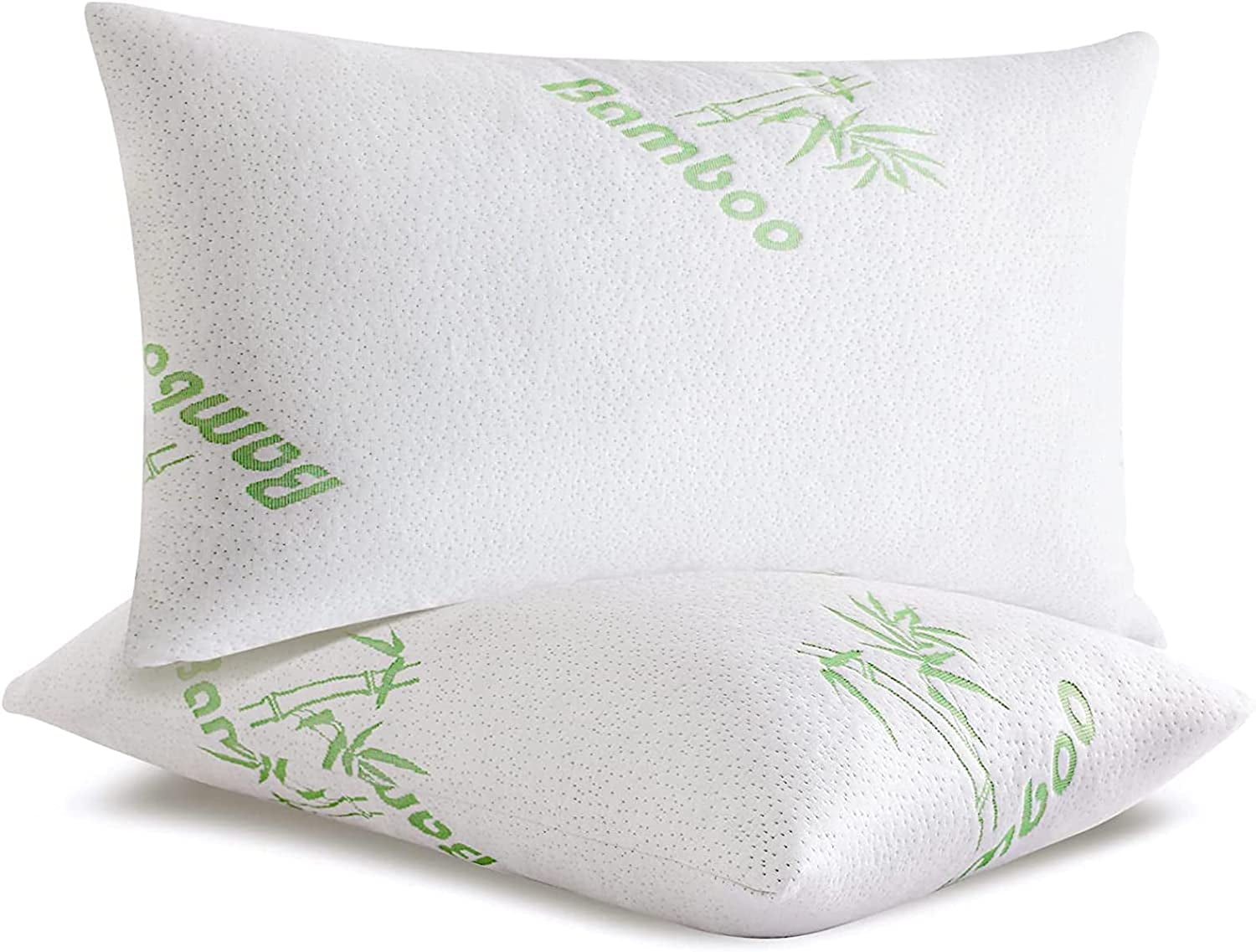 Queen Size Soft Plush Bamboo Memory Foam Support Pillow (Set Of 2