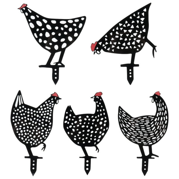 Estaca de pollo, juego de 5 estacas de pollo, estacas decorativas, estatua de jardín, artesanía excepcional