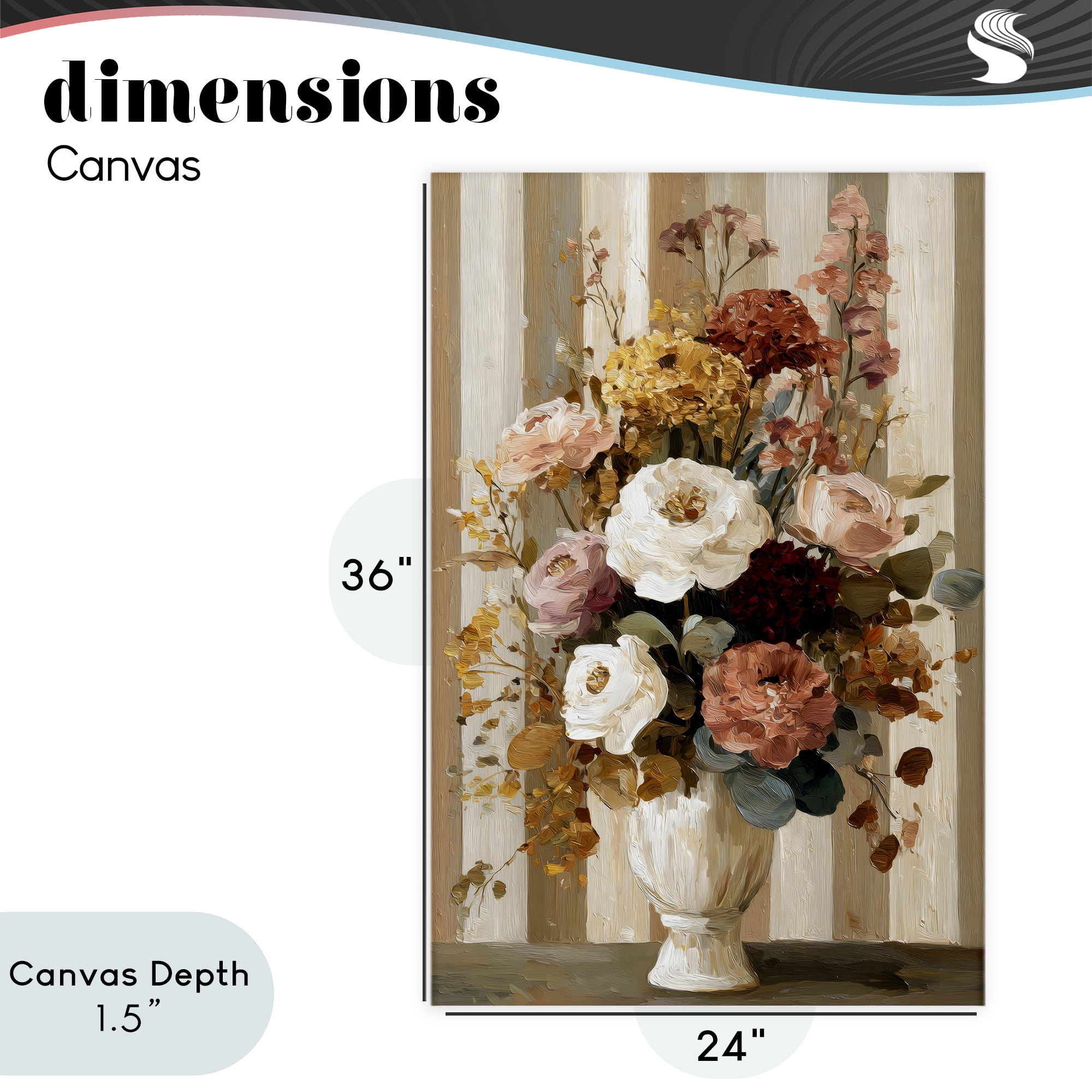 Stupell Industries Vintage Arrangement in Vase Canvas Wall Art, design by Petal Prints Design