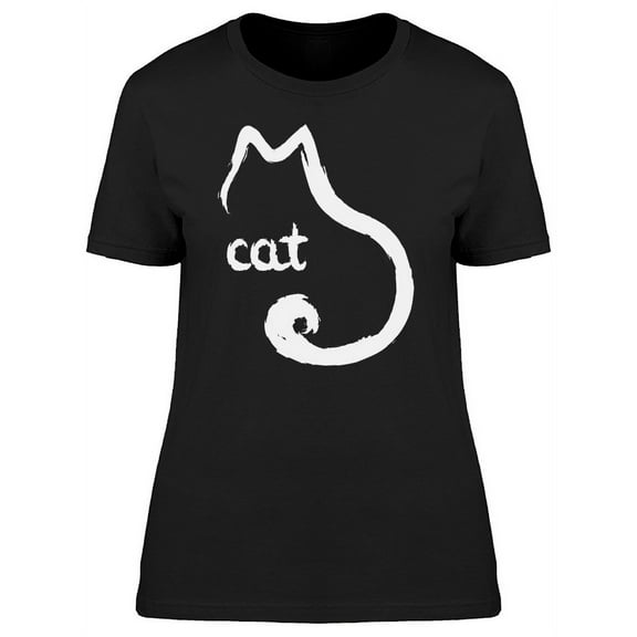 Cat Head & Tail Silhouette T-Shirt Women -Image by Shutterstock, Female Medium