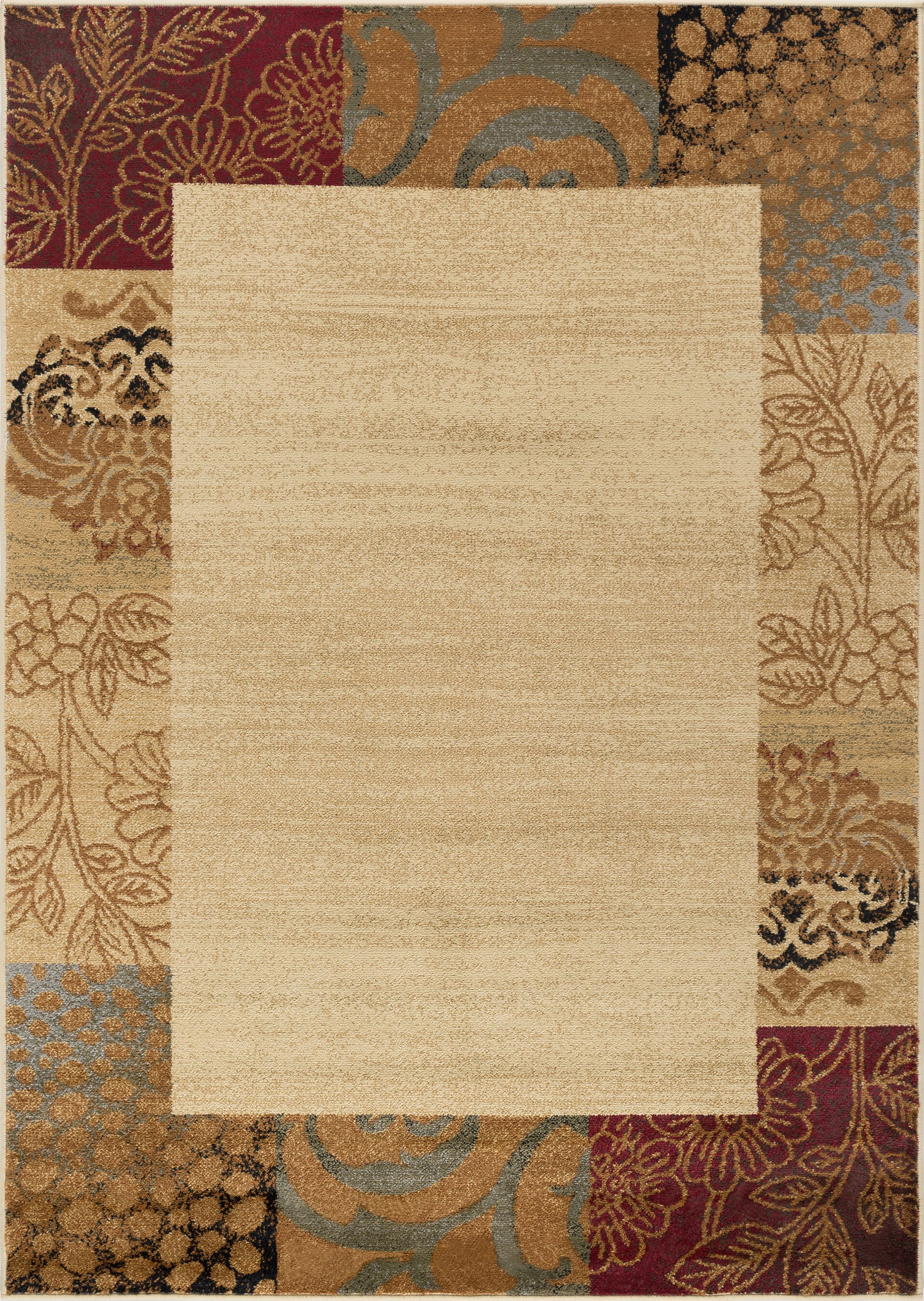 Elegance Transitional 7.6' x 10' Beige and Brown Polypropylene Indoor Area Rug