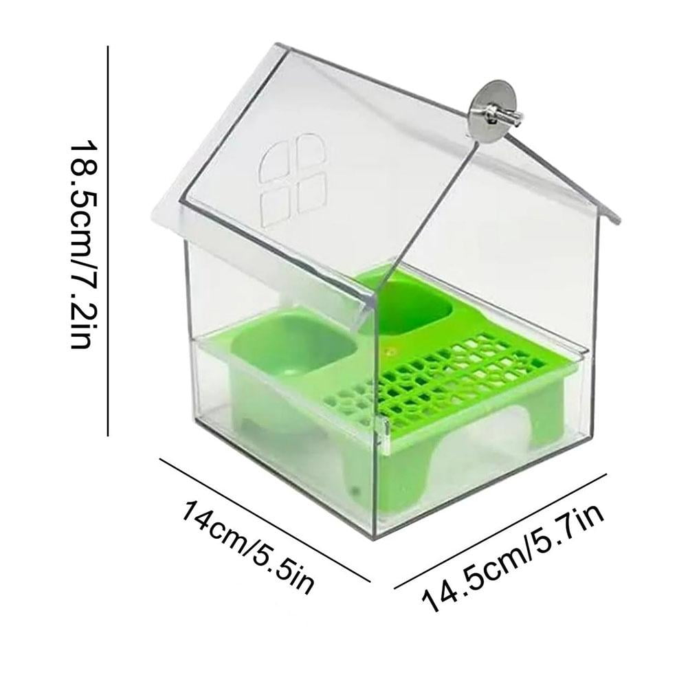 Pull-Out External Parrot Feeder - Dual-Chamber Mess-Free Bird Feeder for Window/Cage