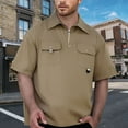 thumbnail image 2 of Afdoent Men's Casual Shirts Male Double Pocket Solid Color Baggy Short Sleeve Shirt Beach Vacation Shirt, 2 of 7