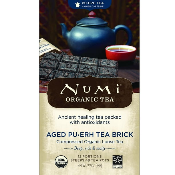 Numi Tea Organic Tea, Puerh Tea, Aged Puerh Tea Brick, 2.2 oz (63 g)