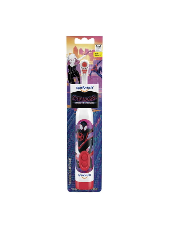 Spider-Man Movie Spinbrush Kids Electric Toothbrush, Battery-Powered, Soft Bristles, Ages 3+