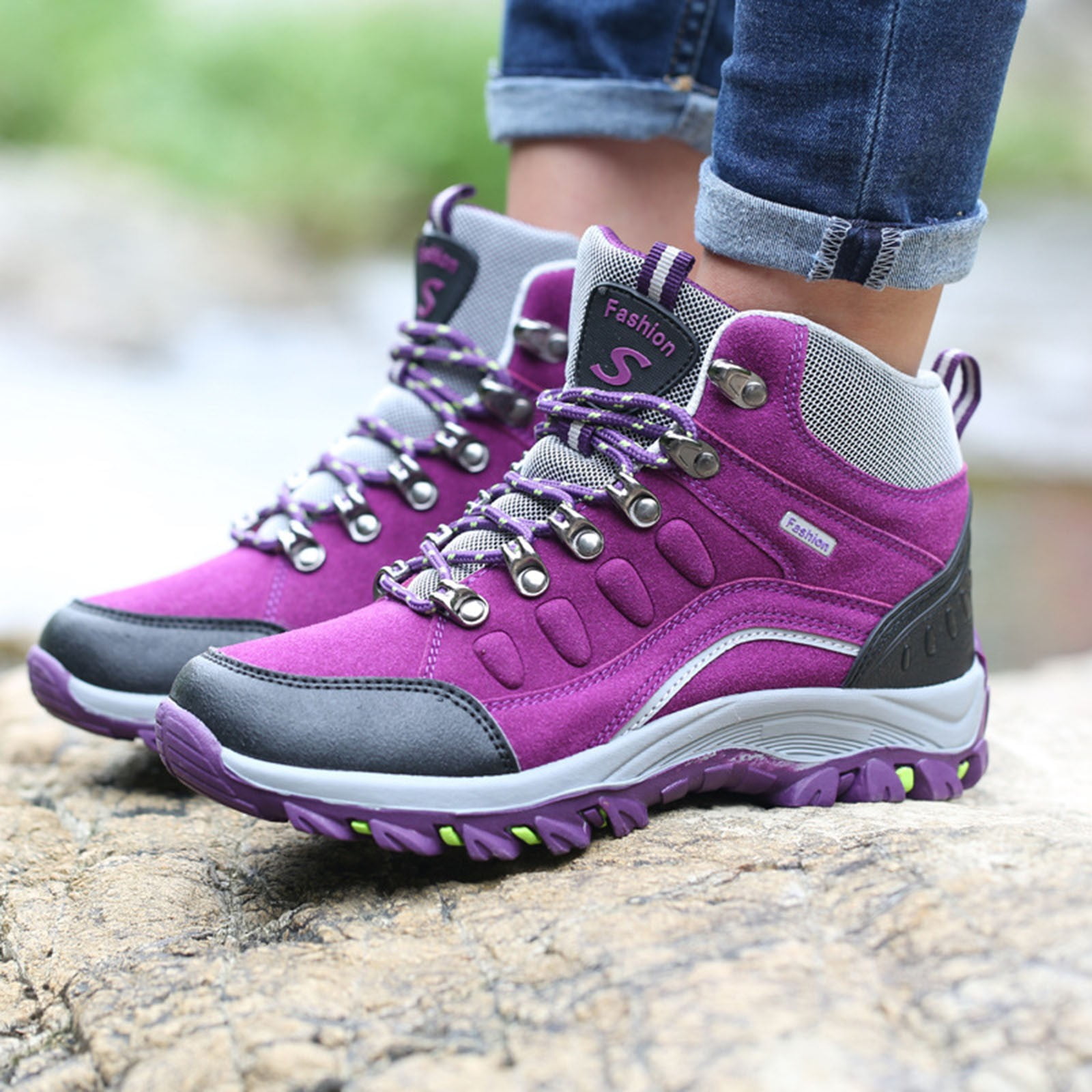 Oyedens Hiking Boots for Women Men Waterproof Non Slip Outdoor Trekking Climbing Trail Running Sneakers