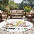 thumbnail image 4 of Round Rugs 5 Ft, Happy Easter Non Slip Area Rugs for Kitchen Bedroom Entryway, Watercolor Gnomes Eggs Flowers Botanical Spring Washable Carpet Runner Rug Floor Mats for Bedroom Home Decor, 4 of 8