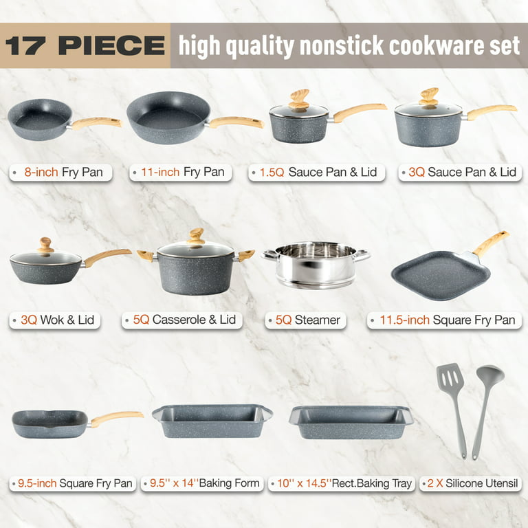  Granitestone 17 Piece Complete Nonstick Cookware Set