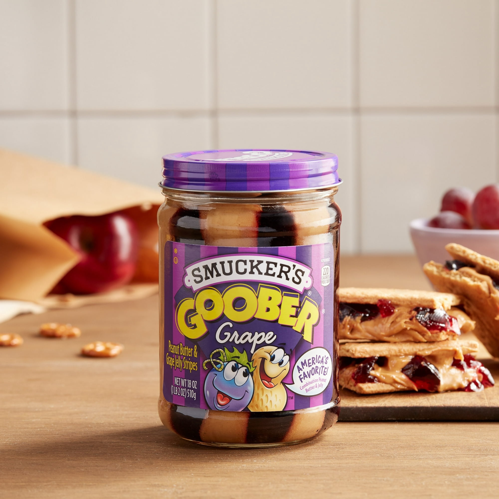 Smucker’s Goober Grape, Peanut Butter & Grape Jelly Stripes, 18 oz