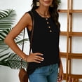 thumbnail image 3 of Womens Summer Tops Henley Shirt, Sleeveless Shirts for Women Casual Button Down Crewneck Tank Top Mothers Gifts, 3 of 5