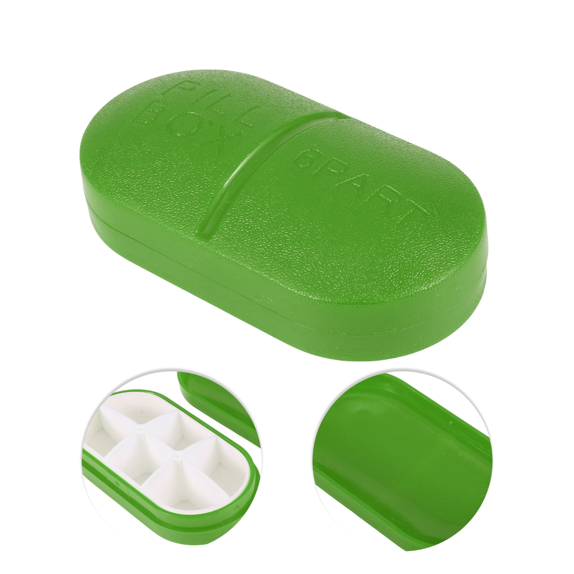 Unique Bargains Durable 6 Grids Capsule Type Pill Case for Travel 1 Pc Green