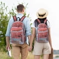 thumbnail image 3 of Vsdgher Pastel Pink Beach Cafe Print Canvas Backpack Travel Rucksack Unisex Knapsack 15.7/17.7Inch Laptop Backpack for Work,College -Small, 3 of 5