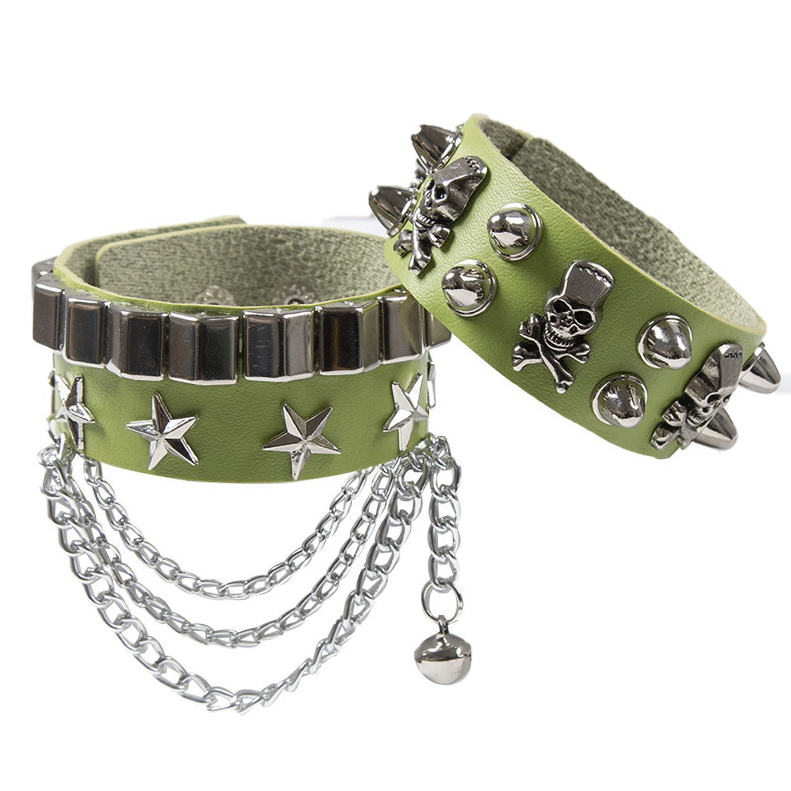 DIEZI Black PU Leather Cuff Wristband Bracelet Goth Gothic Punk