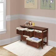 Badger Basket Five Basket Storage Unit with Baskets - Wicker Baskets/Cherry