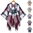 thumbnail image 4 of Gpaecead Unisex Scottish Plaid Cape - Classic Fringe Detail Oversized Shawl With Side Vents Pink, 4 of 4