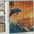 thumbnail image 6 of Autua Dolphin Sunset Palm Tree Shower Curtain Set with Hooks for Bathroom Decoration 60"x72, 6 of 7