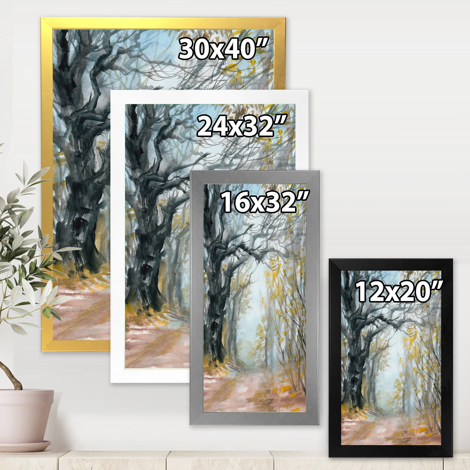 Designart 'Autumn in Misty Forest' Lake House Framed Art Print