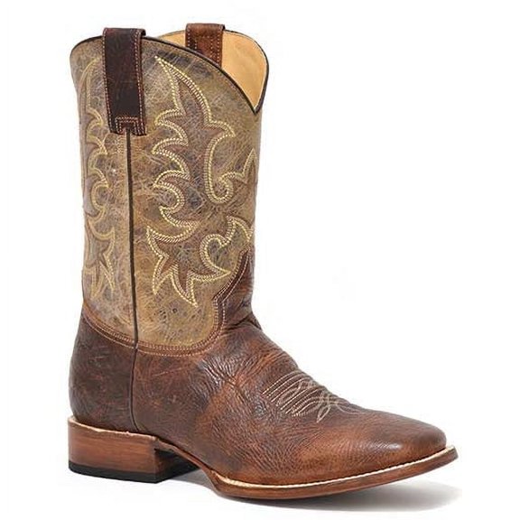 Men's Stetson Obediah Bison Boots Handcrafted Cognac