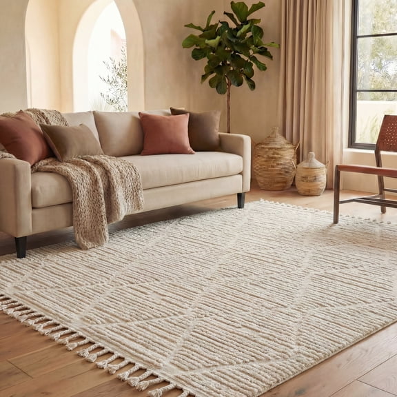 Safavieh Marrakesh Naila Geometric Polyester Area Rug, Beige, 5'3" x 7'6"
