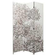 kieragrace Bota Triple Panel Room Divider - White, 47" by 71", Chrysanthemum, 3 Panels