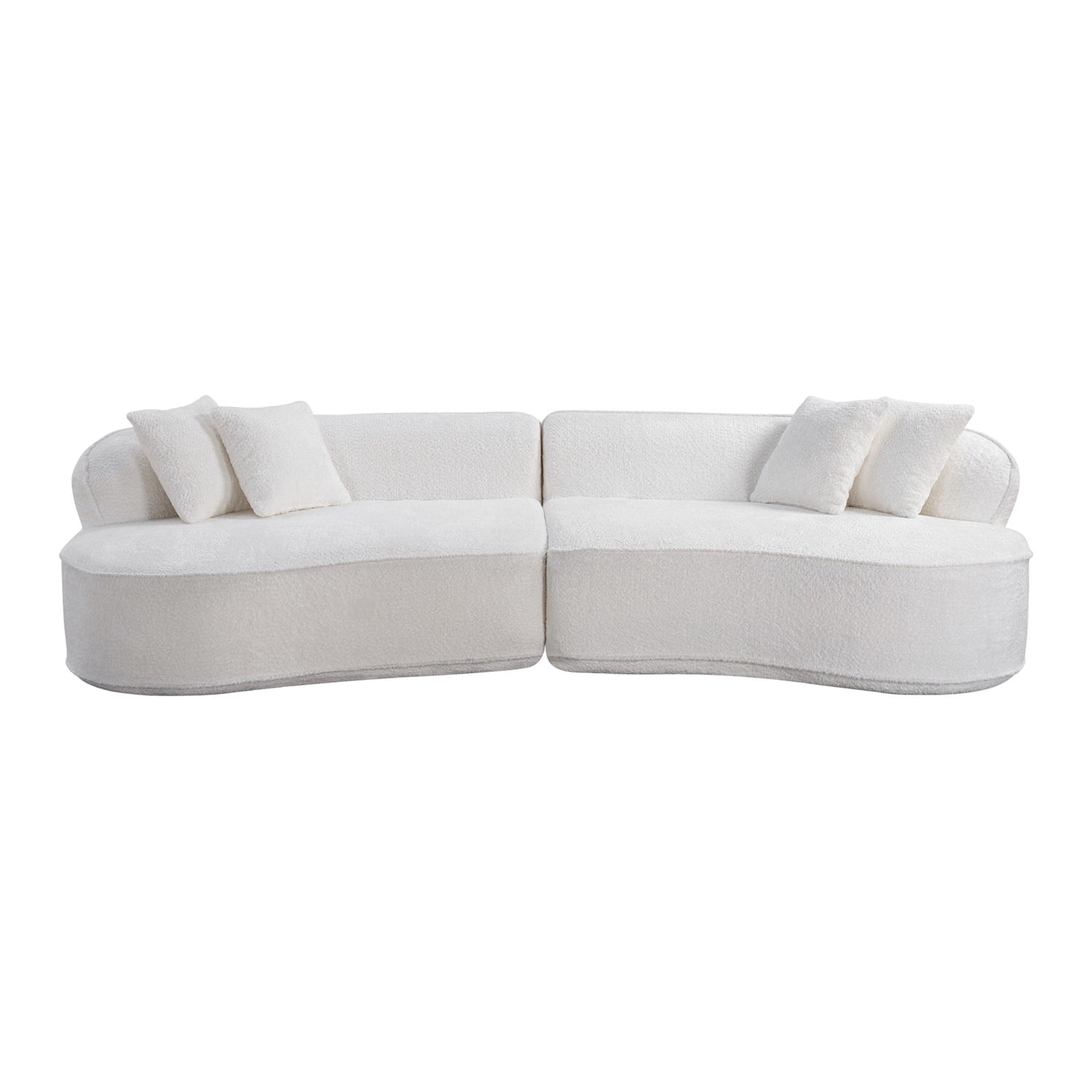 Hommoo 114" Modern Curved Luxury Sectional Sofa, 4-Seat Boneless Cloud Couch Comfy Sleeper Couch for Living Room & Bedroom, White