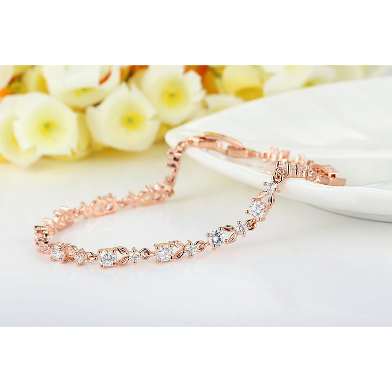 Bamoer Rose Gold Cubic Zirconia Bracelet Oval High Quality Bracelet Jewelry for Women 7