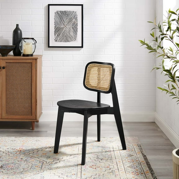 Modway Habitat Wood Dining Side Chair in Black