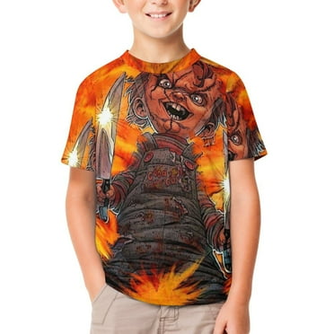 Chucky Unisex T-Shirt for Boys Girls Short Sleeve Sports Top Breathable Blouse 3D Prints Tee Shirts Casual Children Clothing 100CM