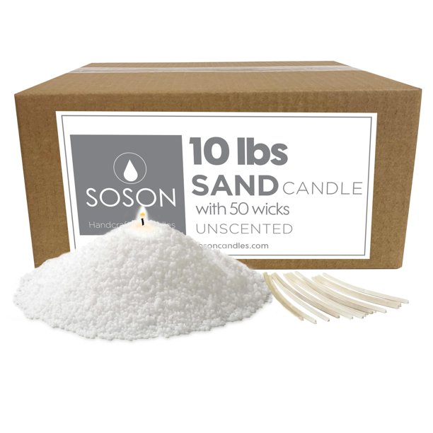 Cera para velas Simply Soson 4,5 kg sin aroma, cera de arena con 50 mechas