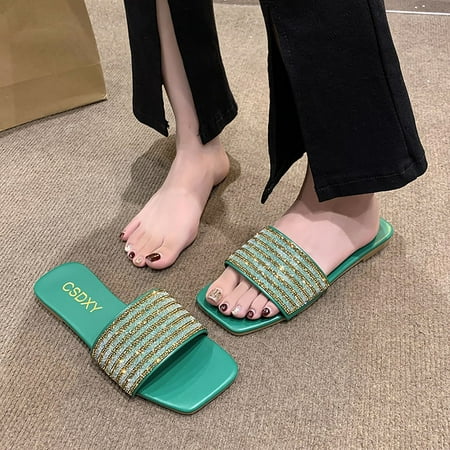 

Womens Open Toe Sandals non Slip- New Casual Sandals Green Size 7