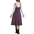 thumbnail image 3 of INSPIRE CHIC Women's Vintage Plaid Sleeveless A-Line Overall Pinafore Midi Dress S Dark Red, 3 of 5