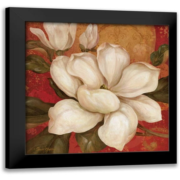 Gladding, Pamela 12x12 Black Modern Framed Museum Art Print Titled - Magnolia on Red I