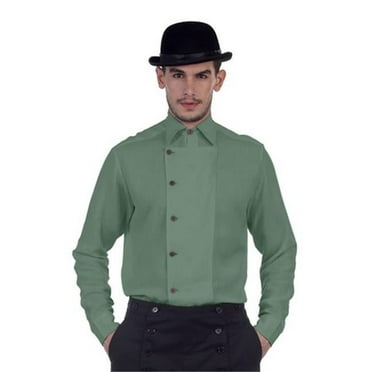 C1293 Ulysses Side-Button Shirt- Green - Small