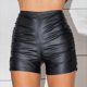 thumbnail image 5 of Pantalones Cortos Para Mujer Pantalones Cortos de Cuero Pantalones de Moda Básicos Cintura Alta Faux Leather Tight Leggings Plisados Pantalones Cortos Club Odeerbi  ODB155432, 5 of 9
