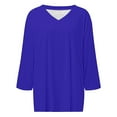 thumbnail image 2 of Harpily Shirts for Women Women's Solid Color Fashion Casual V Neck Three Quarter Sleeve Tops, 2 of 4