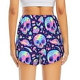 thumbnail image 4 of Uemuo crystal Skull mushroom Pattern Women's Athletic Shorts High Waisted Running Shorts with Liner Pockets Gym Elastic Workout Shorts-Small, 4 of 9