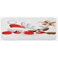 thumbnail image 1 of Christmas Kitchen Mat, Funny Christmas Santa Claus and Reindeer Peeking Cartoon Style Humor, Plush Decorative Kitchen Mat with Non Slip Backing, 47" X 19", Vermilion Caramel White, by Ambesonne, 1 of 1