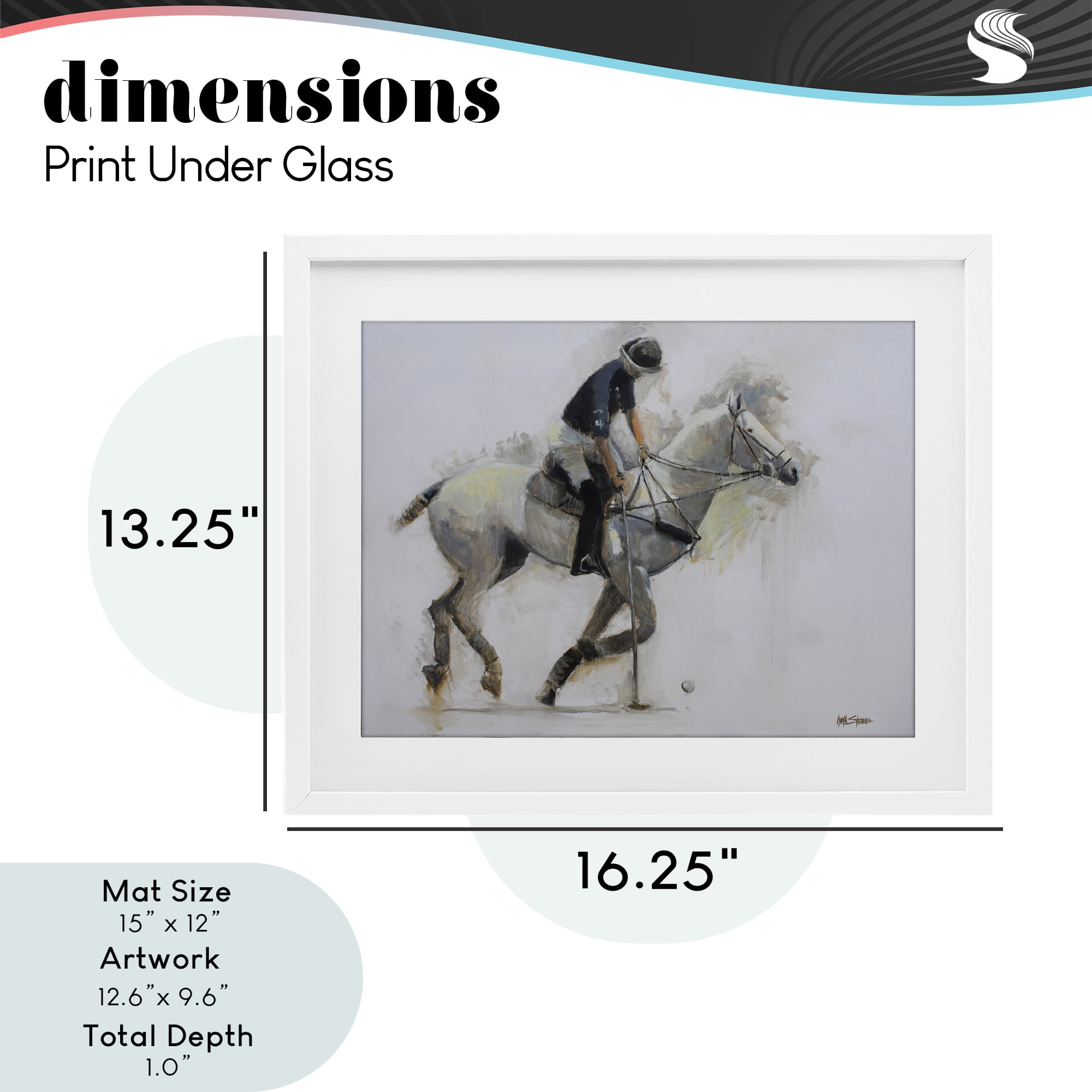 Stupell Industries Polo Rider in Motion White Framed Print Under Glass, design by Jadei Graphics