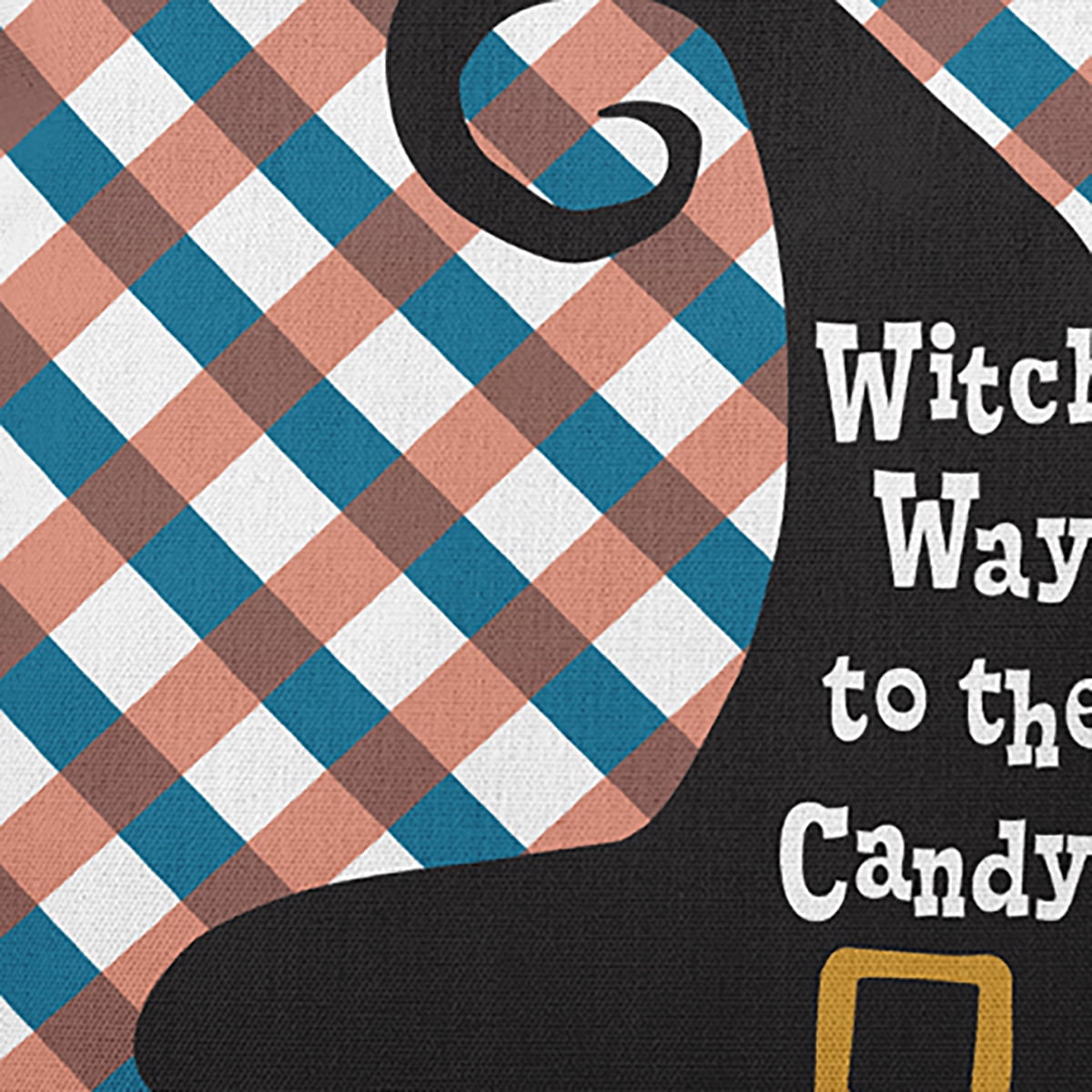 20" x 20" Simply Daisy Halloween Witch Way to the Candy Polyester Indoor/Outdoor Pillow, Unreal Teal Qty 1