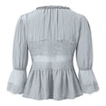 thumbnail image 6 of Elegant Lace Shirt Collar Blouse With Smocked Waist and Chiffon Sleeves Sun Loose Fit Casual Top for Women Oversized T-shirts Short Sleeve Crewneck Casual Tops, 6 of 6
