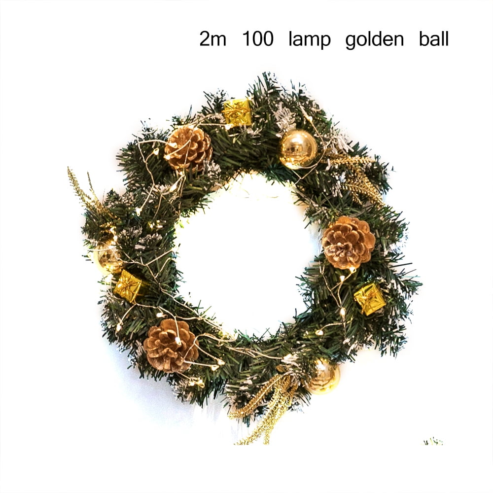 Indoor LED Christmas Lights Decoration Illuminated Wreath Pine Cone