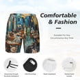 thumbnail image 3 of Honeii Whimsical Cats Night Cafe Print Men's Swim Shorts,Mens Swim Trunks,Breathable Mesh Beach Shorts for Swimming,Surfing, and Beach Activities-XX-Large, 3 of 6