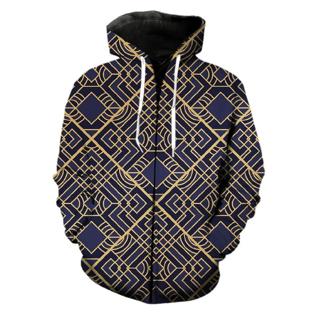 Sudadera con capucha y cremallera para hombre con estampado geométrico abstracto, estilo Harajuku para adolescentes, con estampado 3D, de manga larga, estilo hip hop, de gran tamaño.