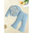 thumbnail image 3 of BemeyourBBs Baby Girls 2-piece Outfit, Long Sleeve Flowers T-shirt Flare Pants, 3 of 9