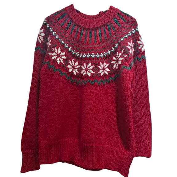 Fair Isle Christmas Sweaters for Women 2025 Long Sleeve Crewneck Jacquard Slouchy Pullover Sweater Jumper Tops