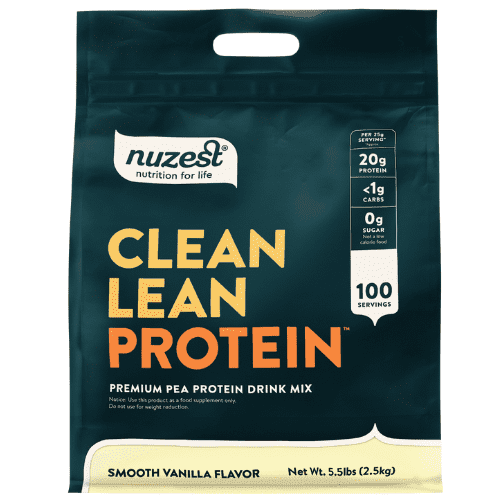 Nuzest - Pea Protein Powder - Clean Lean Protein, Premium Vegan Plant Based Protein Powder, Dairy Free, Gluten Free, GMO Free, Protein Shake, Smooth Vanilla, 100 Servings, 5.5 lb
