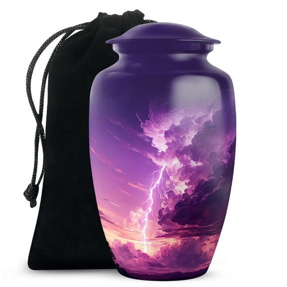 SABURIAL Purple Urn - Decorative for Human Ashes - 10 Inch - Large with Velvet Bag - Cremation Urn for Men & Women - Memorial Urns - Ashes Urns Human Remains