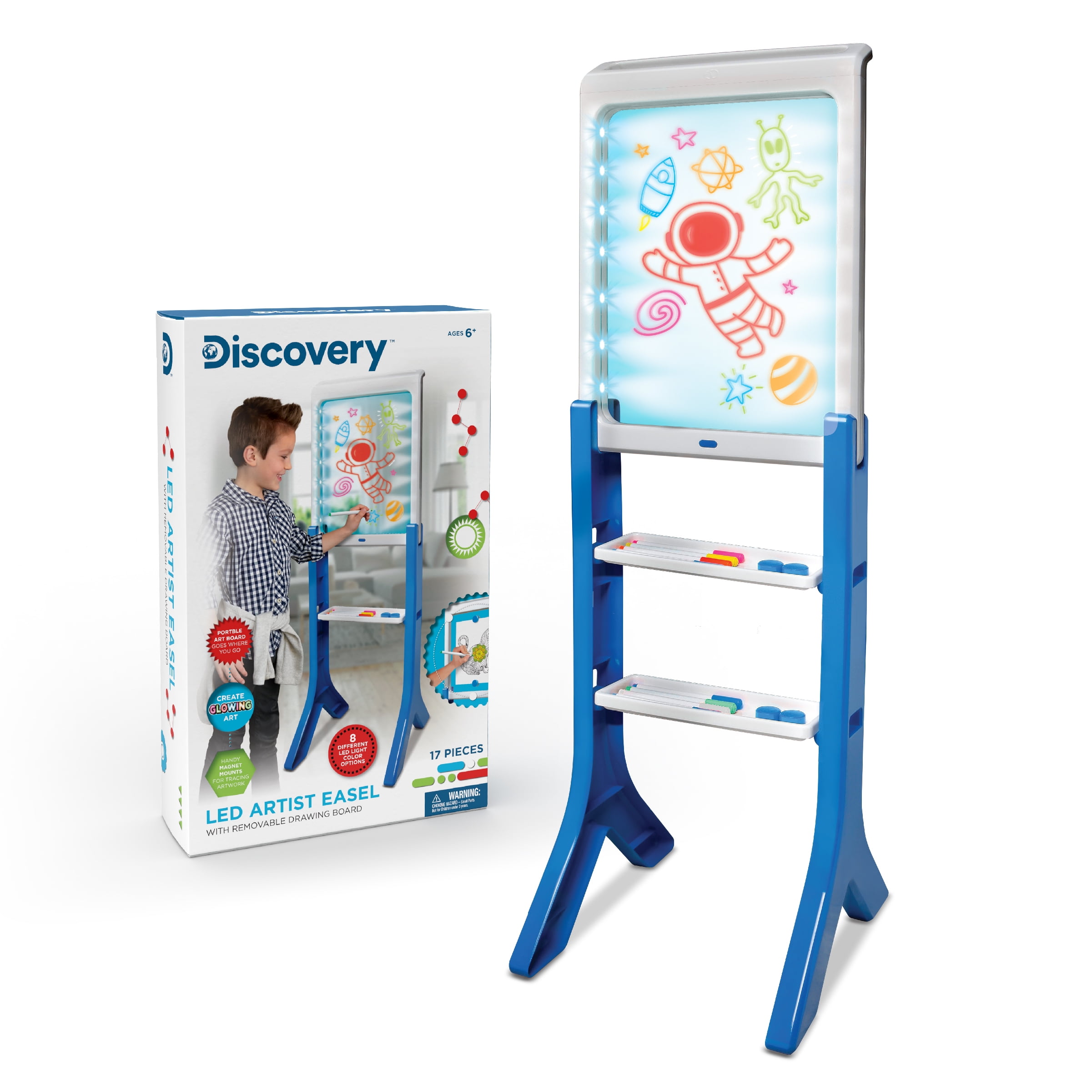 Discovery Kids LED Artist Easel with Removable Glow-in-The-Dark