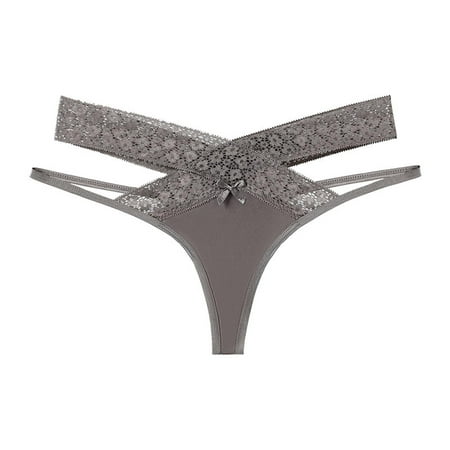 

TAIAOJING Women Thong Floral Lace Mesh Low Rise Hollow Out Transparent Plus Size Underwear Panties Brief